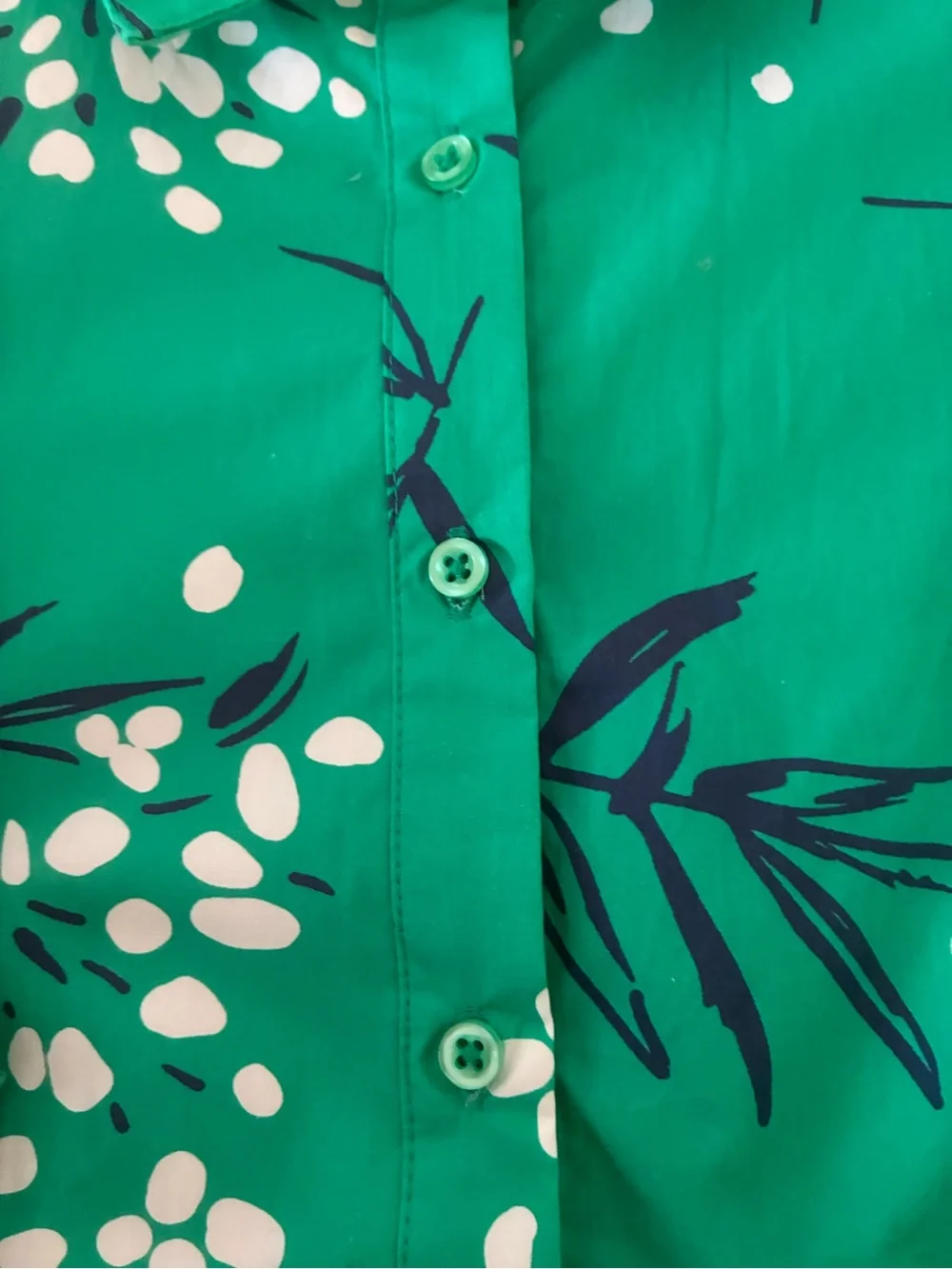 Fantastic Fawn Melinda Teal Floral Midi Dress 100% Cotton Belted Shirt Dress L - Picture 9 of 11